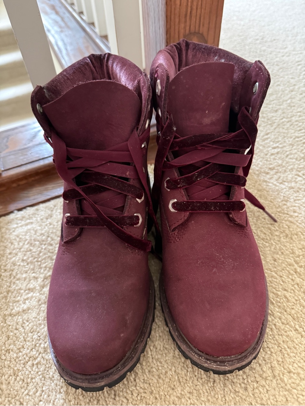 Women’s Burgundy Lace-Up Suede Ankle Boots